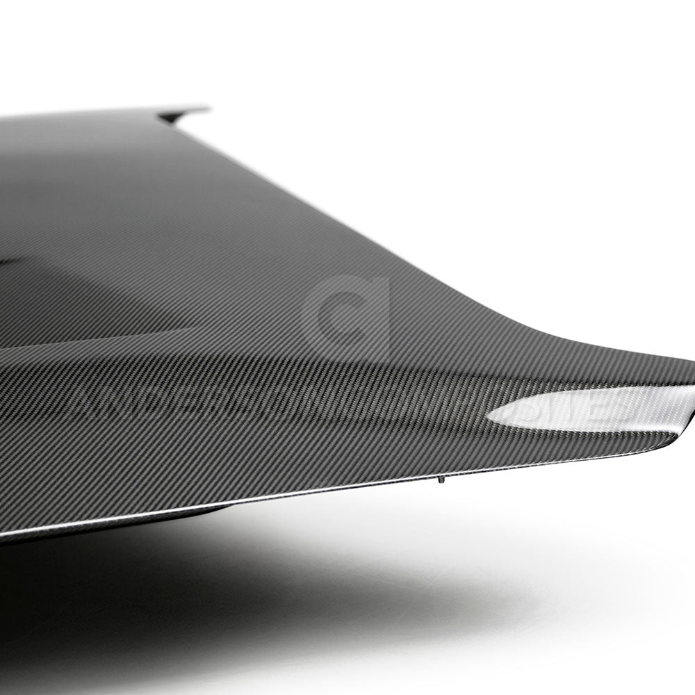 2018 - 2023 FORD MUSTANG TYPE-SA DOUBLE-SIDED CARBON FIBER HEAT EXTRACTOR HOOD