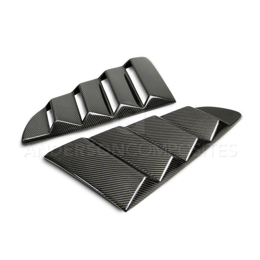 2015 - 2023 Mustang Carbon Fiber Type-Vented Side Window Louvers (Pair)
