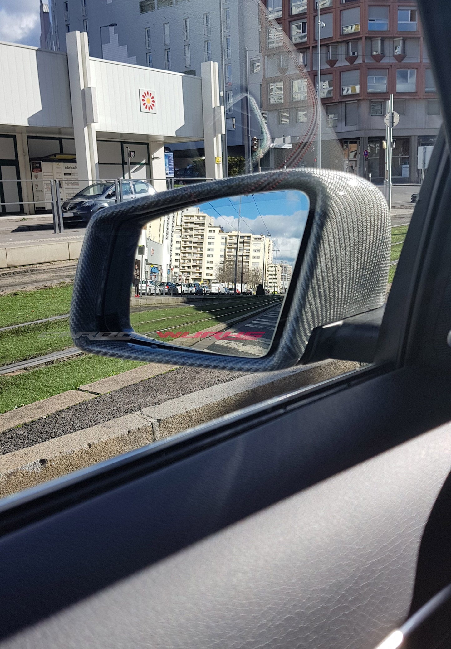 MERCEDES SILVER CARBON FIBRE MIRRORS