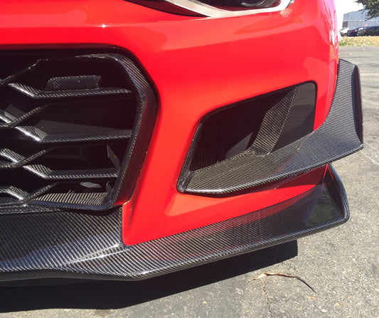 2017 - 2024 CAMARO ZL1 1LE CARBON FIBER FRONT BUMPER AIR DUCT BEZELS (PAIR)
