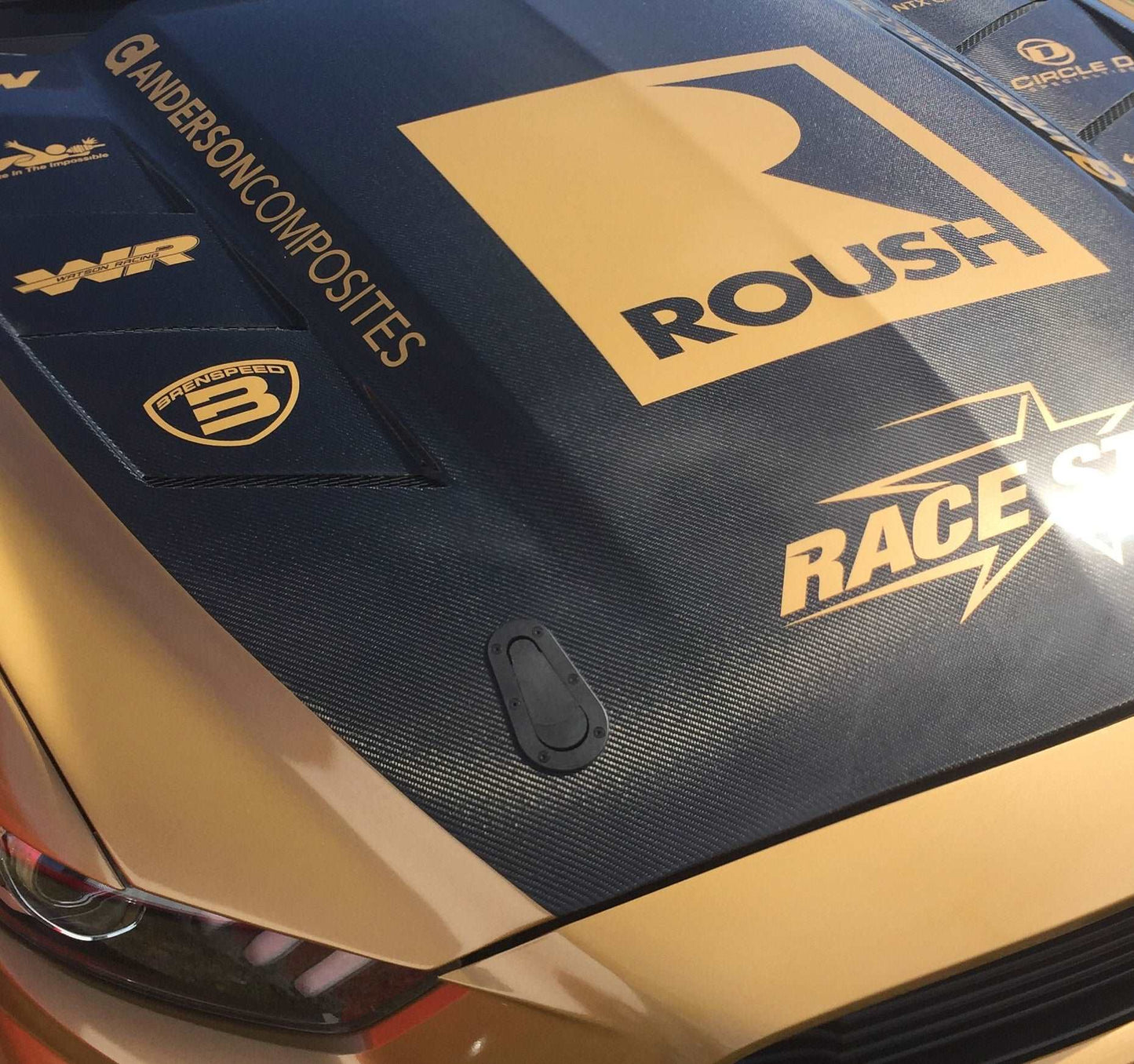 2015 - 2017 Mustang Double-Sided Carbon Fiber Heat Extractor Hood