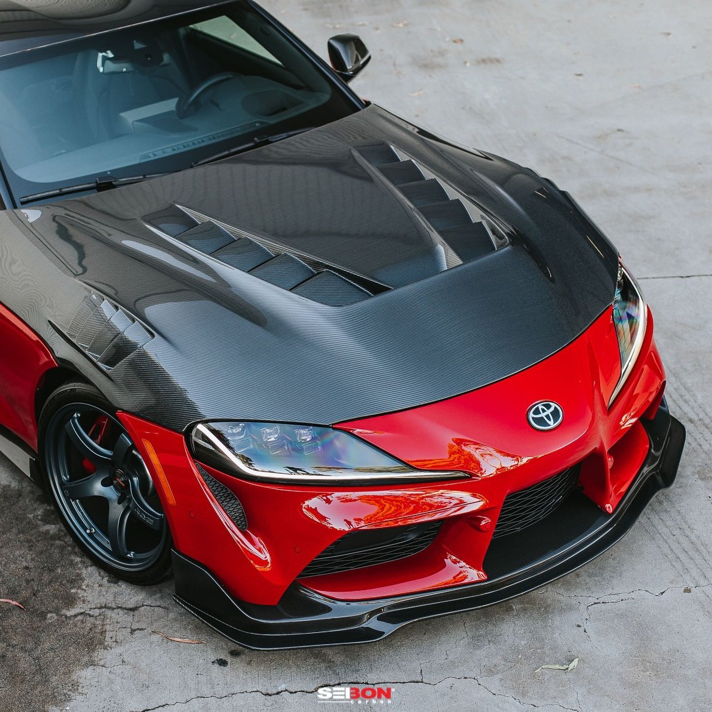 TV-Style Double Sided Carbon Fiber Hood For 2020-2026 Toyota GR Supra