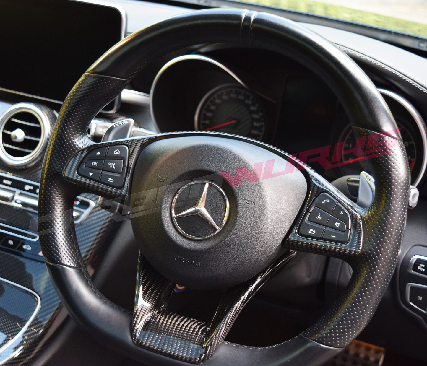 MERCEDES AMG CARBON FIBRE STEERING WHEEL TRIM