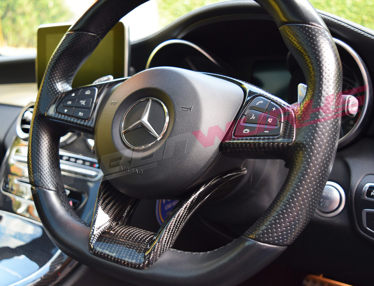 MERCEDES AMG CARBON FIBRE STEERING WHEEL TRIM