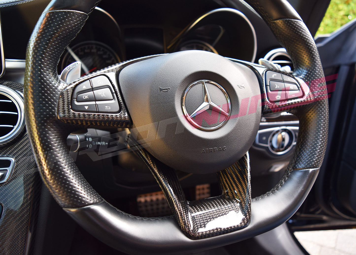 MERCEDES AMG CARBON FIBRE STEERING WHEEL TRIM