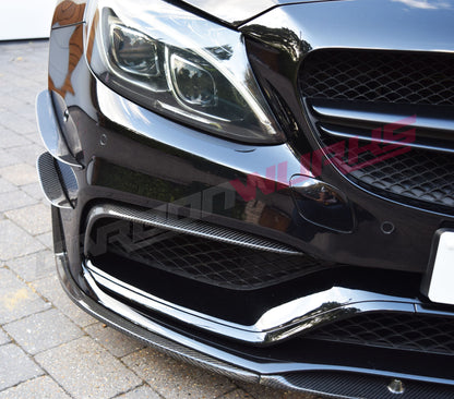 MERCEDES C63 FRONT BUMPER CANARDS