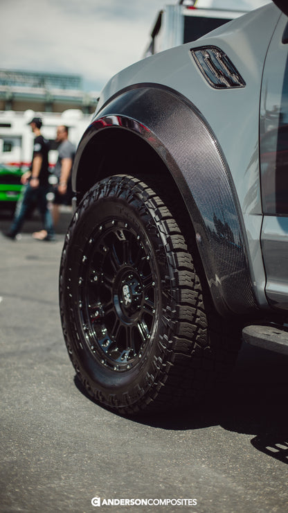 2017-2020 FORD RAPTOR CARBON FIBER TYPE-WIDE FRONT FENDER FLARES (PAIR)