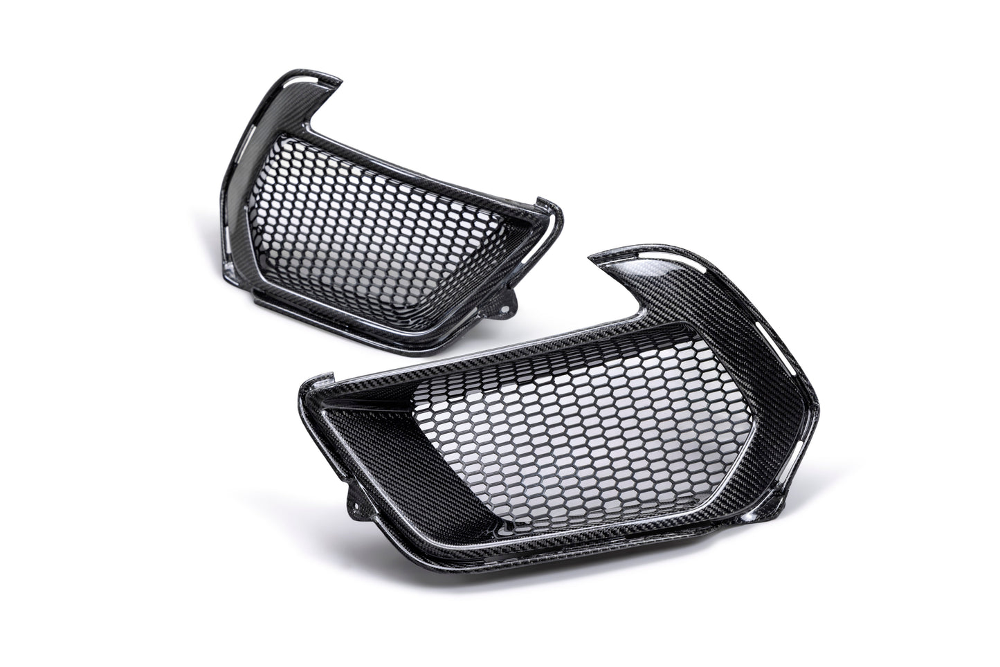 2021-2023 FORD MUSTANG MACH 1 CARBON FIBER FRONT BUMPER AIR DUCT BEZELS (PAIR)