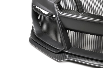 2018 - 2023 Ford Mustang Type-ST (GT500 Style) Fiberglass Front Bumper with Carbon Fiber Grille/Front Lip