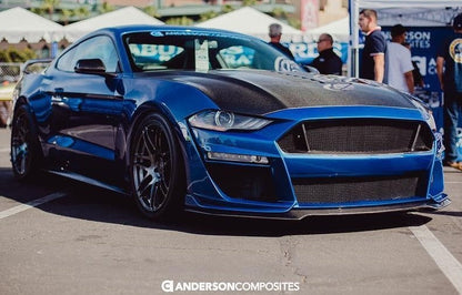 2018 - 2023 Ford Mustang Type-ST (GT500 Style) Fiberglass Front Bumper with Carbon Fiber Grille/Front Lip
