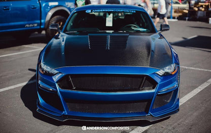2018 - 2023 Ford Mustang Type-ST (GT500 Style) Fiberglass Front Bumper with Carbon Fiber Grille/Front Lip