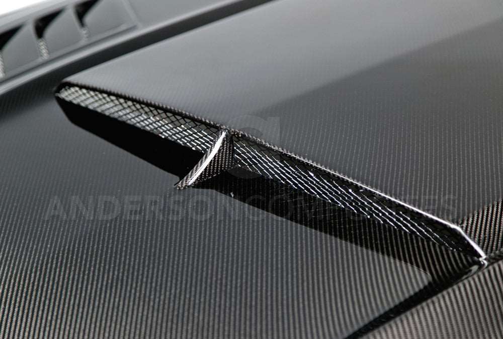 2015 - 2017 Mustang Double Sided Carbon Fiber Ram Air Hood