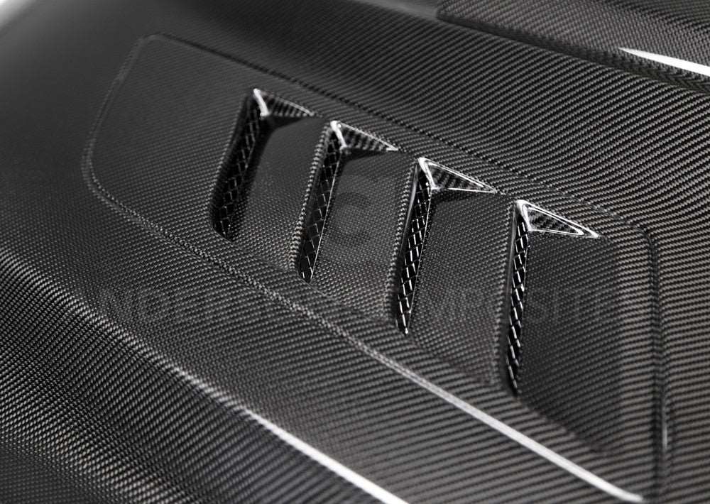 2015 - 2017 Mustang Double Sided Carbon Fiber Ram Air Hood