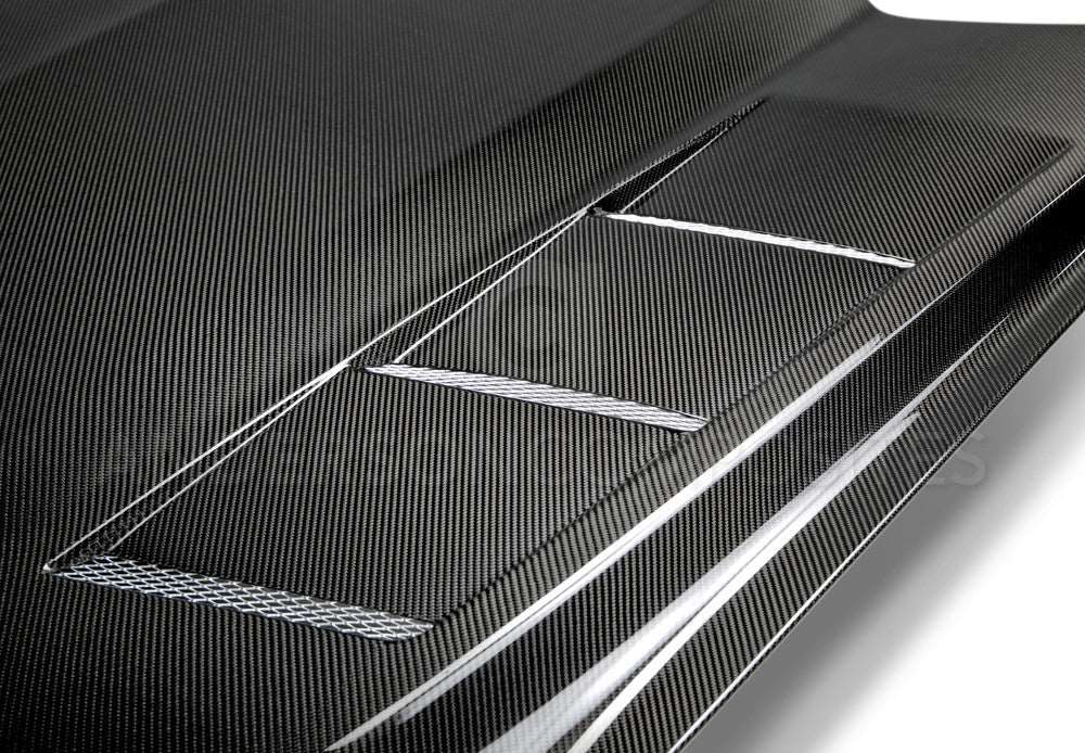 2015 - 2017 Mustang Double-Sided Carbon Fiber Heat Extractor Hood