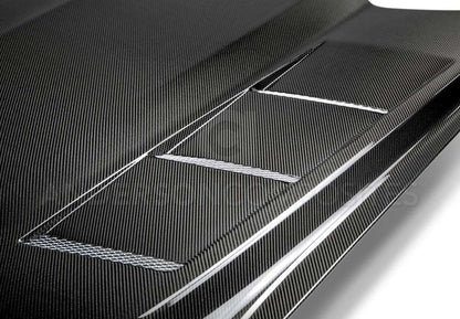 2015 - 2017 Mustang Double-Sided Carbon Fiber Heat Extractor Hood
