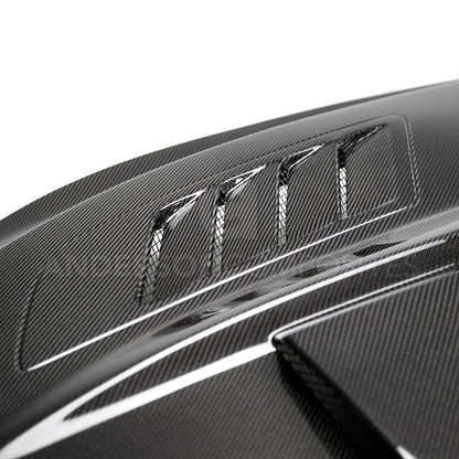 2018-2023 FORD MUSTANG RAM AIR DOUBLE SIDED CARBON FIBER HOOD