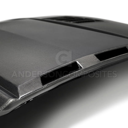 2018-2023 FORD MUSTANG RAM AIR DOUBLE SIDED CARBON FIBER HOOD