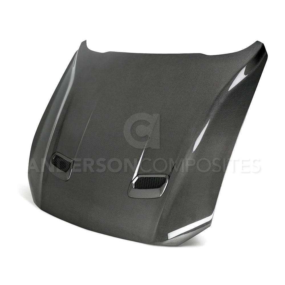 2018 - 2023 FORD MUSTANG TYPE-OE DOUBLE-SIDED CARBON FIBER HOOD