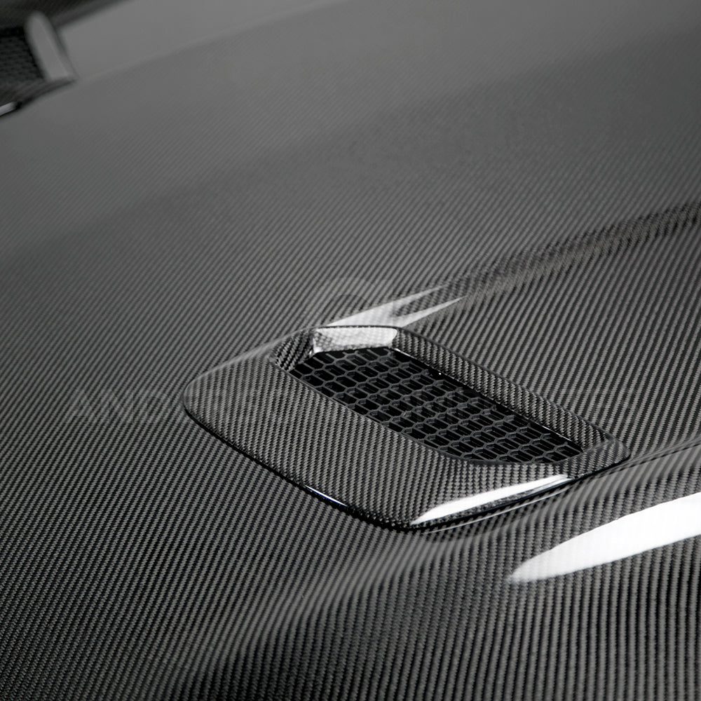2018 - 2023 FORD MUSTANG TYPE-OE DOUBLE-SIDED CARBON FIBER HOOD