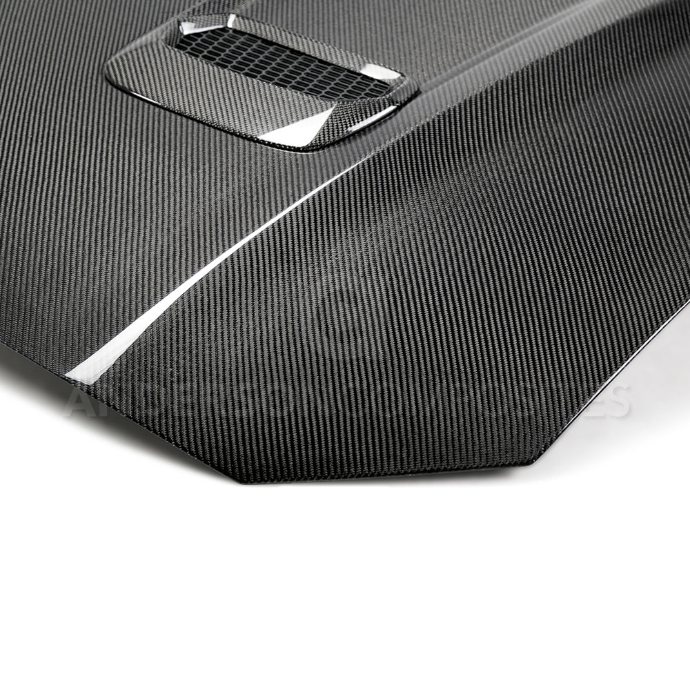 2018 - 2023 FORD MUSTANG TYPE-OE DOUBLE-SIDED CARBON FIBER HOOD