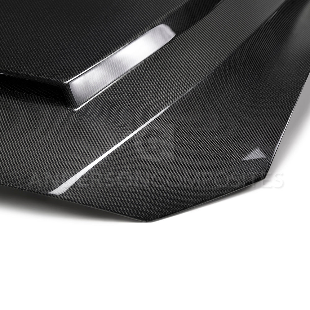 2018 - 2023 FORD MUSTANG SUPER SNAKE STYLE DOUBLE-SIDED CARBON FIBER HOOD