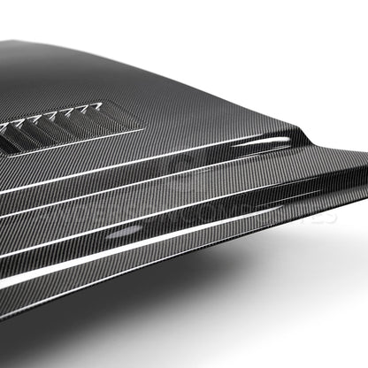 2018 - 2023 FORD MUSTANG SUPER SNAKE STYLE DOUBLE-SIDED CARBON FIBER HOOD