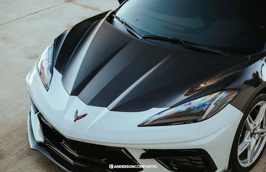 Anderson Composites Type-OE dry carbon hood for Corvette C8 – view 2