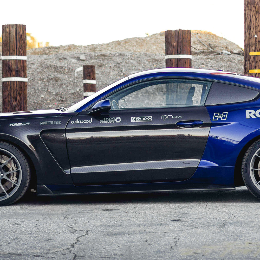 2015 - 2023 Mustang GT350 Style Carbon Fiber Side Rocker Panel Splitters (Pair)