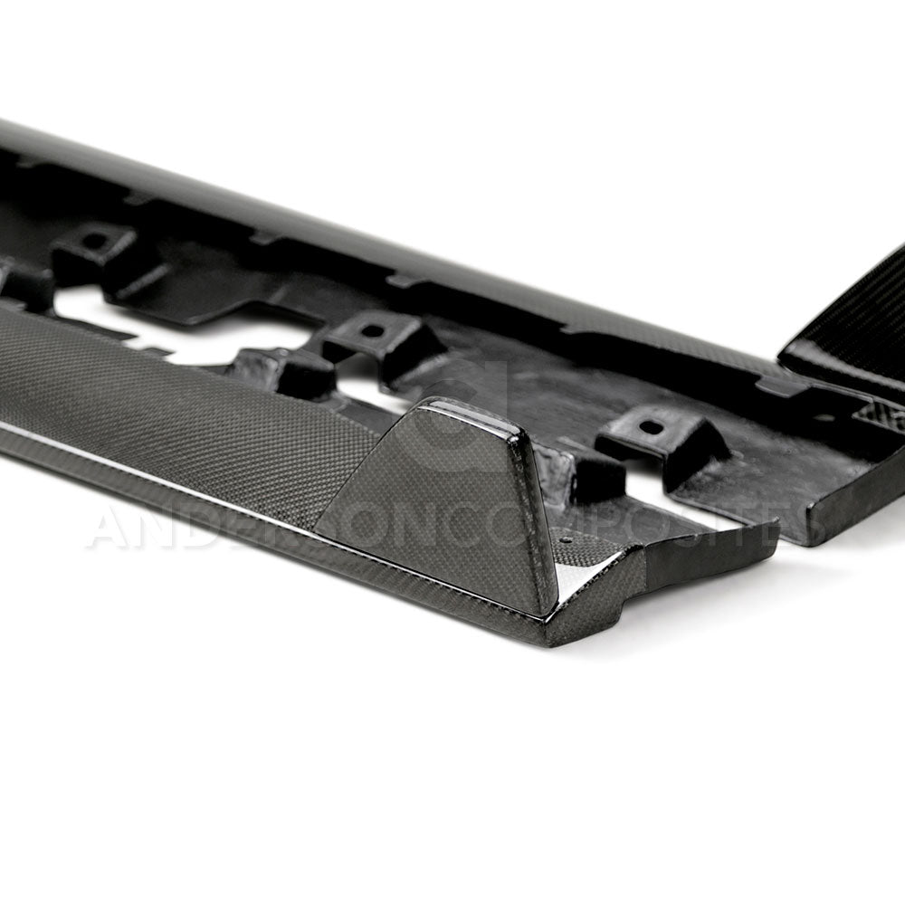 2015 - 2023 Mustang GT350 Style Carbon Fiber Side Rocker Panel Splitters (Pair)