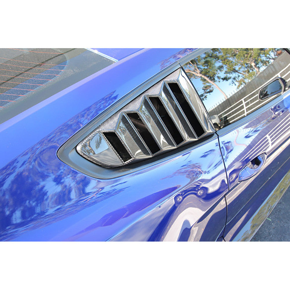 2015 - 2023 Mustang Carbon Fiber Type-Vented Side Window Louvers (Pair)