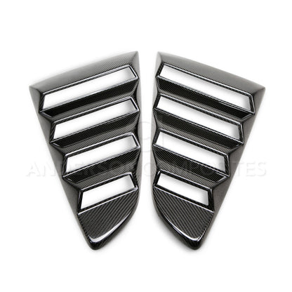 2015 - 2023 Mustang Carbon Fiber Type-Vented Side Window Louvers (Pair)