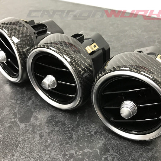 Carbonwurks carbon fiber dashboard air vents for Mercedes C-Class