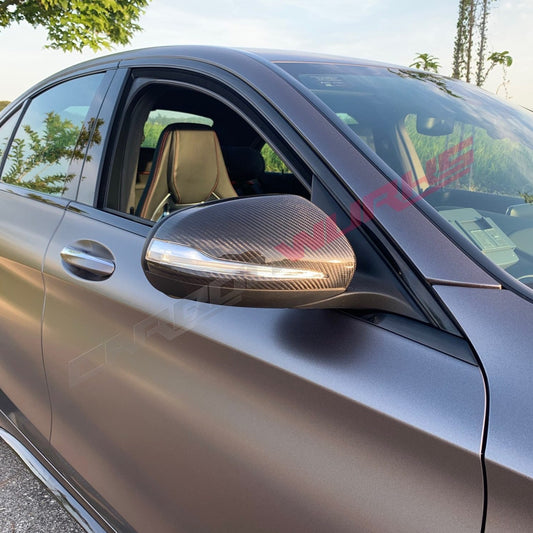 Carbonwurks carbon fiber mirror covers for Mercedes C, E, S and GLC Class