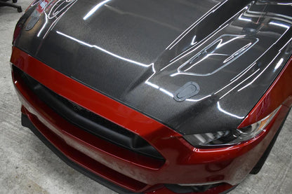 2015 - 2017 MUSTANG DOUBLE-SIDED CARBON FIBER COWL HOOD