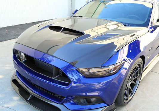 2015 - 2017 Mustang Double Sided Carbon Fiber Ram Air Hood