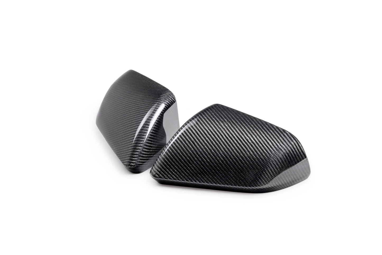 2015 - 2024 Mustang Carbon Fiber Side Mirror Cover Set w/o Turn Signals (Gloss Finish)