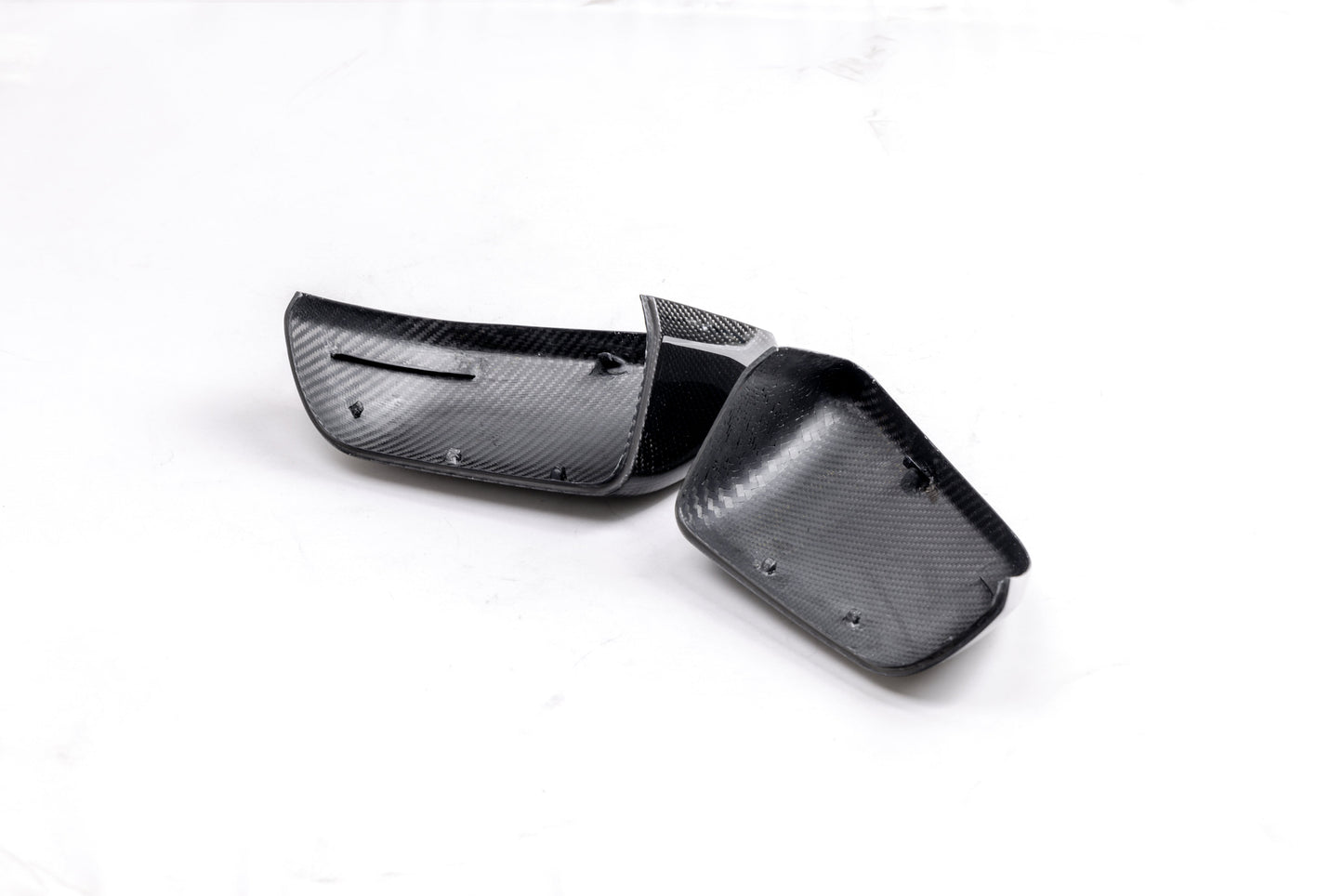 2015 - 2024 Mustang Carbon Fiber Side Mirror Cover Set w/o Turn Signals (Gloss Finish)