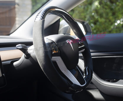 TESLA MODEL 3 CARBON FIBRE STEERING WHEEL – CUSTOMIZABLE