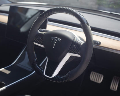 TESLA MODEL 3 CARBON FIBRE STEERING WHEEL – CUSTOMIZABLE