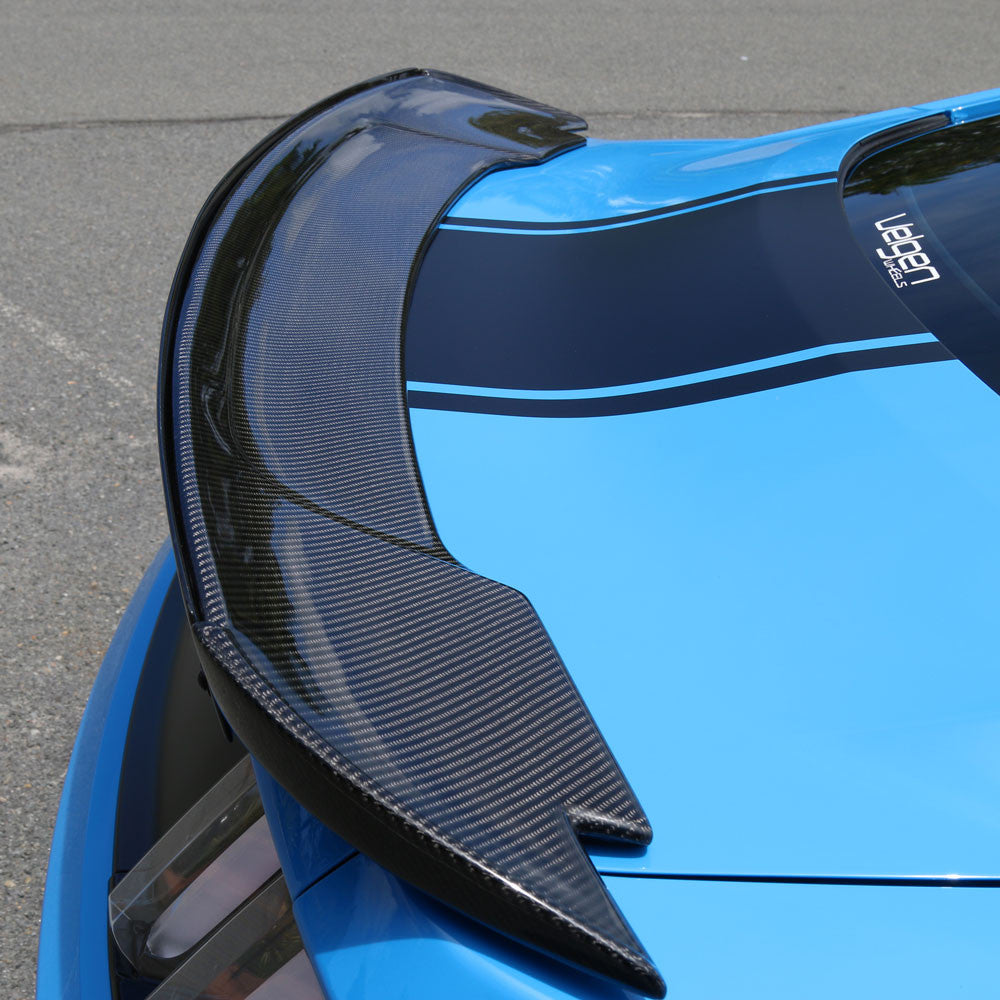 2015 - 2023 Mustang Carbon Fiber Track Pack Style Spoiler with Adjustable Wicker Bill