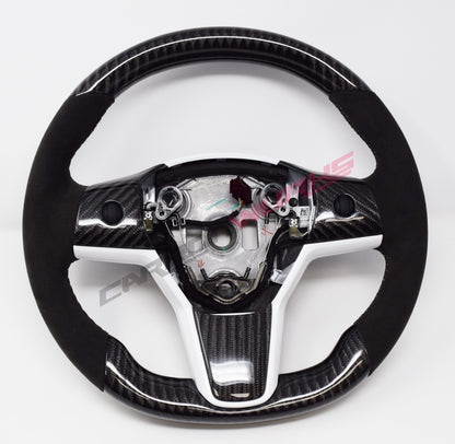 TESLA MODEL 3 CARBON FIBRE STEERING WHEEL – CUSTOMIZABLE