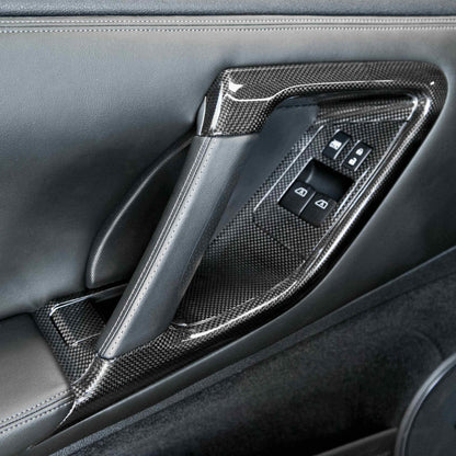 Carbon Fiber Interior Door Trim Set For 2009-2016 Nissan GT-R - 12 Pcs *Set Includes: Door Handle Cover (2), Window Switch Panel Cover (6), Door Lever Surround (4)
