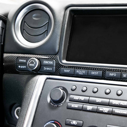 Carbon Fiber Interior Trim Set For 2009-2016 Nissan GT-R - 6 Pcs *Set Includes: Mirror Control Panel Cover (1), Navigator Cover (1), Air Vents Cover (4)