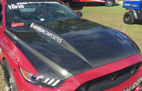 2015 - 2017 MUSTANG DOUBLE-SIDED CARBON FIBER COWL HOOD