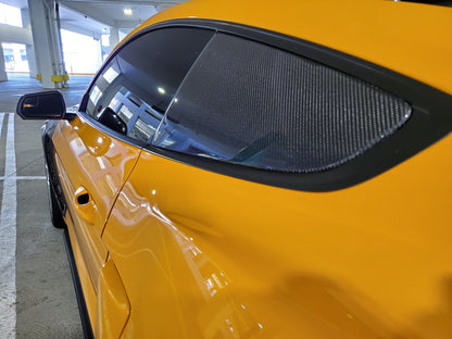 2015 - 2023 Mustang Carbon Fiber Type-Flat Side Window Louvers (Pair)