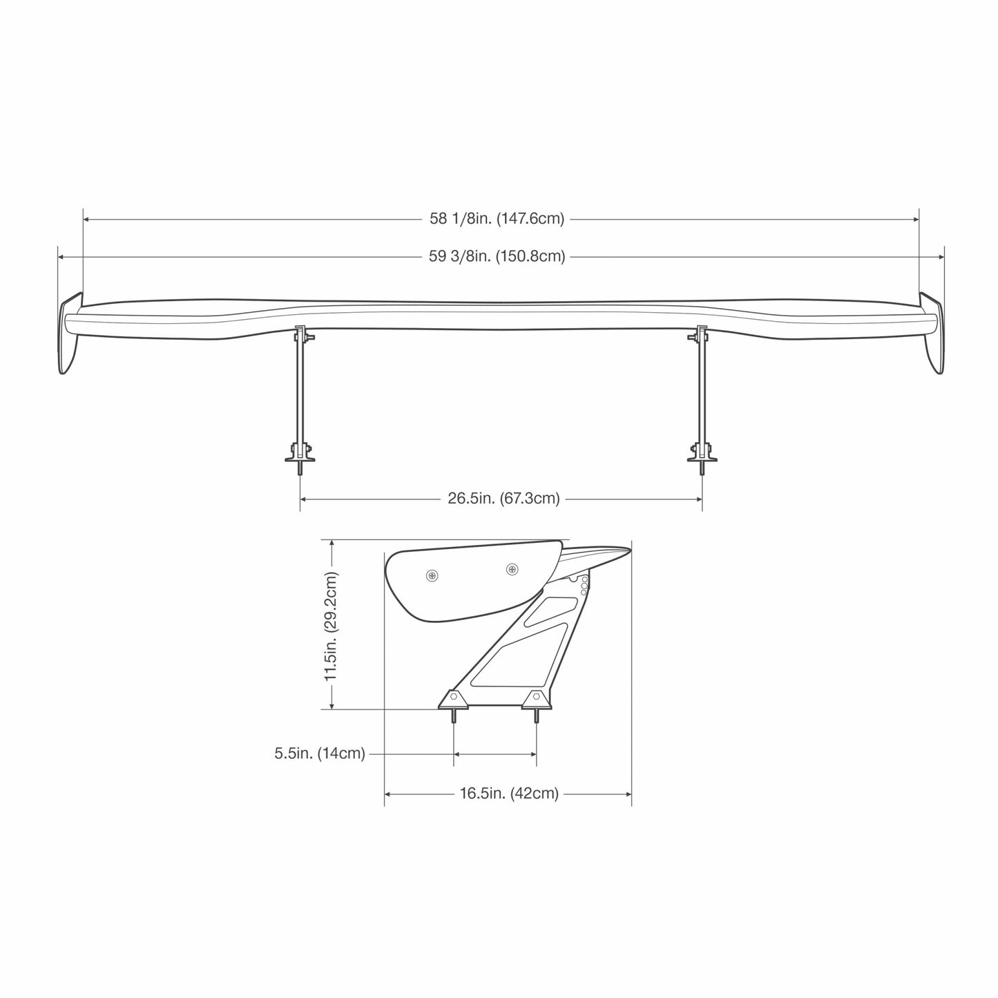 Universal Carbon Fiber GT Wing, 59.375-Inch Wide