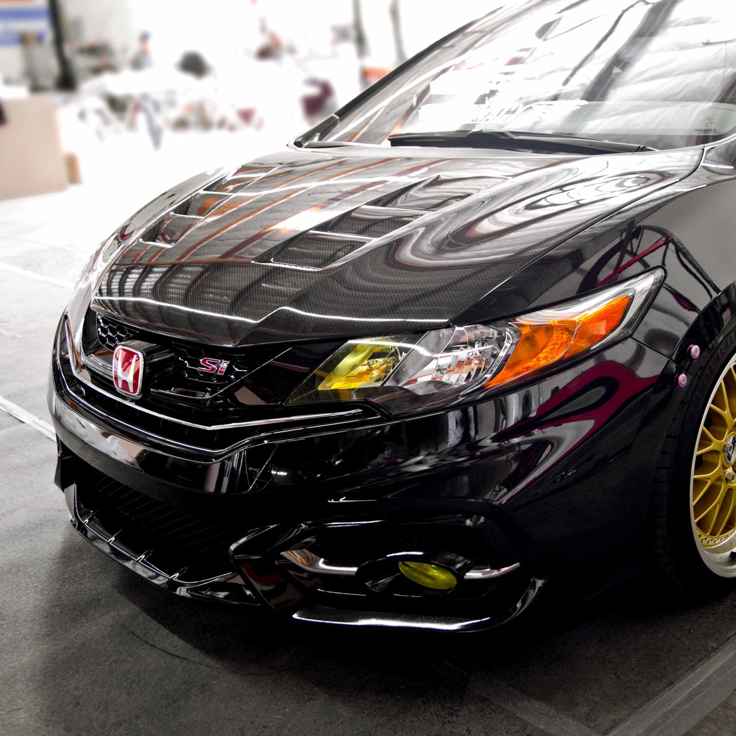 TS-Style Carbon Fiber Hood For 2014-2015 Honda Civic 2DR