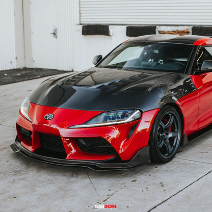 TV-Style Double Sided Carbon Fiber Hood For 2020-2026 Toyota GR Supra