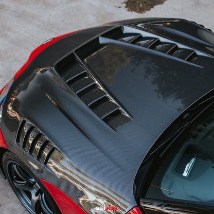 TV-Style Double Sided Carbon Fiber Hood For 2020-2026 Toyota GR Supra