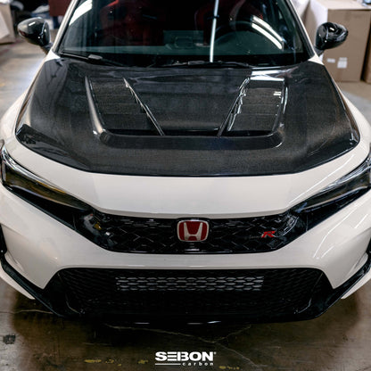 TV-Style Double Sided Carbon Fiber Hood For 2023-2024 Honda Civic Type R